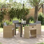 vidaXL Ensemble de salle à manger pour jardin 5 Pièces Beige Poly rotin