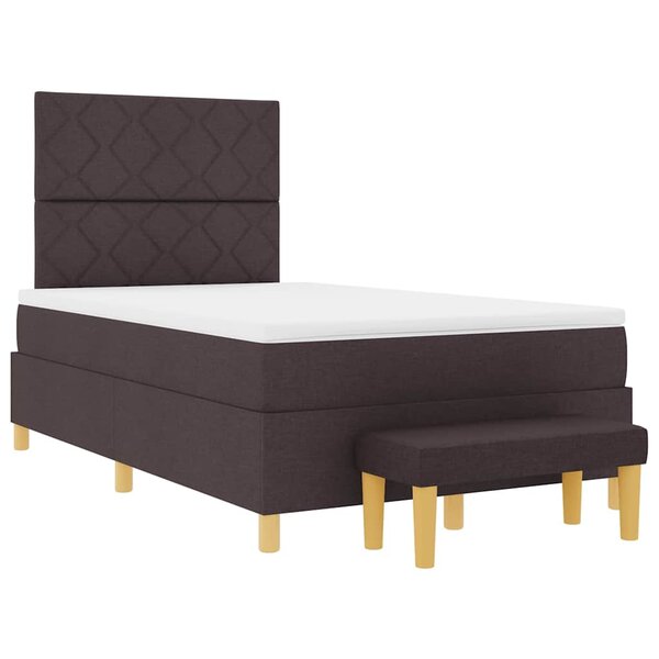 vidaXL Lit à ressorts avec matelas Marron foncé 120 x 190 cm tissu