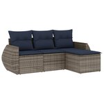 vidaXL Salon de jardin 4 Pièces avec coussins gris résine tressée