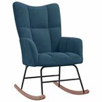 vidaXL Chaise à bascule avec tabouret en velours bleu