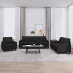 vidaXL Ensemble de canapés 3 Pièces avec coussins Noir Similicuir