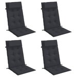 vidaXL Coussins de chaise à dossier haut lot de 4 noir tissu oxford