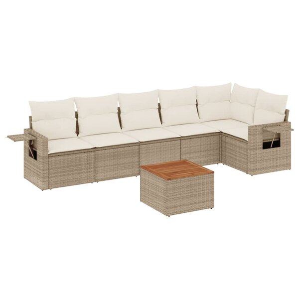vidaXL Salon de jardin avec coussins 7 Pièces beige résine tressée