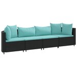 vidaXL Salon de jardin 4 Pièces avec coussins noir résine tressée