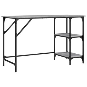 Bureau table poste de travail meuble d'ordinateur informatique étude sonoma 120 x 50 x 75 cm métal et bois d'ingénierie gris 02_0023946
