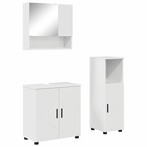 vidaXL Ensemble de mobilier de salle de bain 3 Pièces Blanc brillant