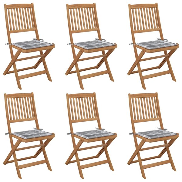 vidaXL Chaises pliables de jardin 6 Pièces avec coussins Bois d'acacia
