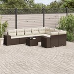 vidaXL Salon de jardin 10 Pièces avec coussins marron résine tressée