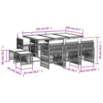 vidaXL Ensemble à manger de jardin 11 Pièces coussins noir résine tressée