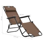 vidaXL Chaises longues pliables 2 Pièces avec repose-pied Acier Marron