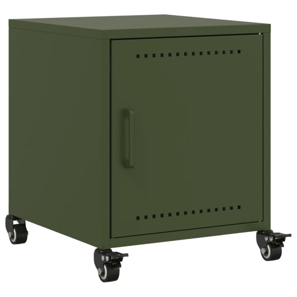 vidaXL Table de chevet vert olive 36x39x43 5 cm acier