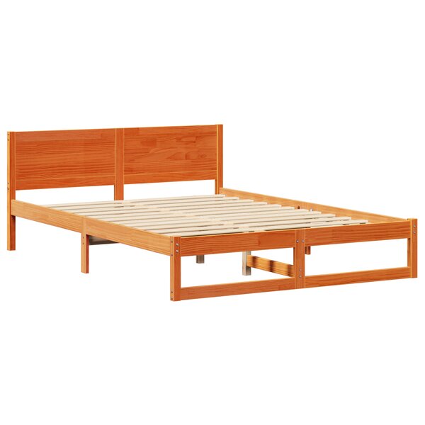 vidaXL Cadre de lit Marron ciré Bois de pin massif 150 x 200 cm