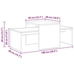 vidaXL Tables gigognes Chêne noir 100 x 48 x 40 cm Bois d'ingénierie