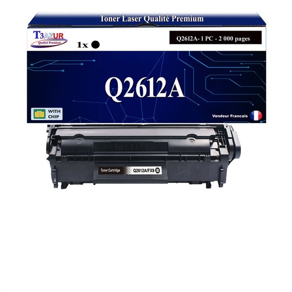 T3AZUR -Toner compatible avec HP Q2612A (12A) pour HP LaserJet 1010  1012  1015  1018  1020  1022  1022N  1022NW  1028  108SE
