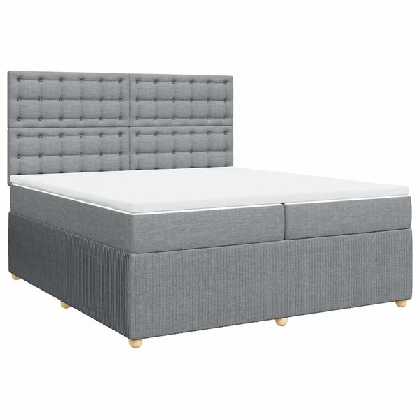 vidaXL Sommier à lattes de lit avec matelas Gris clair 200x200cm Tissu