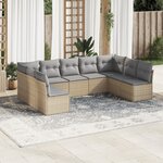 vidaXL Salon de jardin avec coussins 9 Pièces beige résine tressée