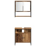 vidaXL Ensemble de mobilier de salle de bain avec porte 3 Pièces Marron
