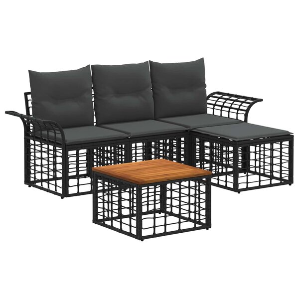 vidaXL Ensemble de canapés d'extérieur 5 pc Noir et Gris foncé