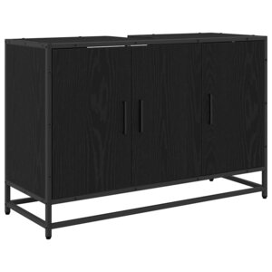 vidaXL Cabinet de salle de bain avec porte Chêne noir 90 x 33 x 60 cm