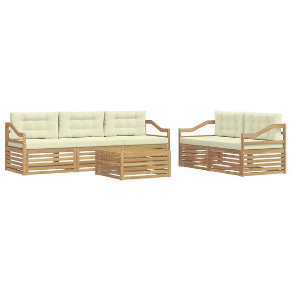 vidaXL Ensemble de canapés d'extérieur 6 pc Blanc et crème