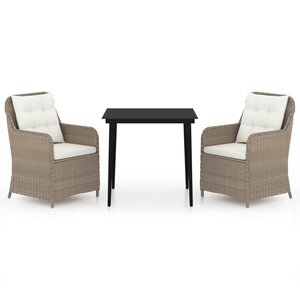 vidaXL Ensemble à manger de jardin 3 Pièces Marron