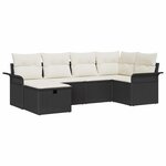vidaXL Ensemble de canapé de jardin 6 Pièces Noir et Crème polyrotin
