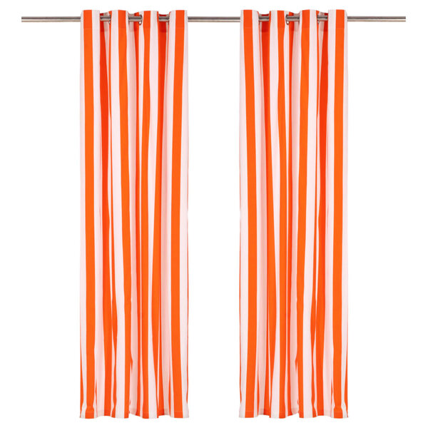 Vidaxl rideaux et anneaux en métal 2 pcs tissu 140x225cm rayure orange