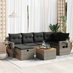 vidaXL Salon de jardin avec coussins 7 Pièces gris résine tressée