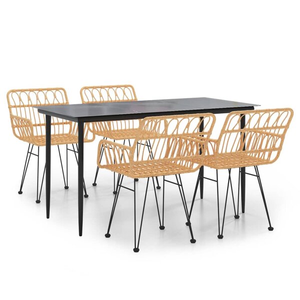 vidaXL Ensemble à manger de jardin 5Pièces Résine tressée