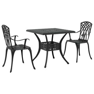 vidaXL Ensemble de tables de jardin 3 Pièces Noir Aluminium coulé