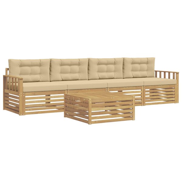 vidaXL Ensemble de canapés d'extérieur 5 pc Blanc et Beige