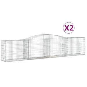 vidaXL Paniers à gabions arqués 2 Pièces 400x50x80/100 cm Fer galvanisé
