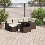 vidaXL Salon de jardin avec coussins 7 Pièces marron résine tressée