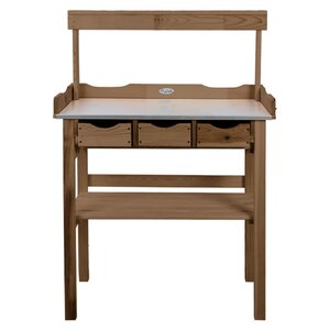 Esschert Design Table de rempotage avec tiroir et étagère marron