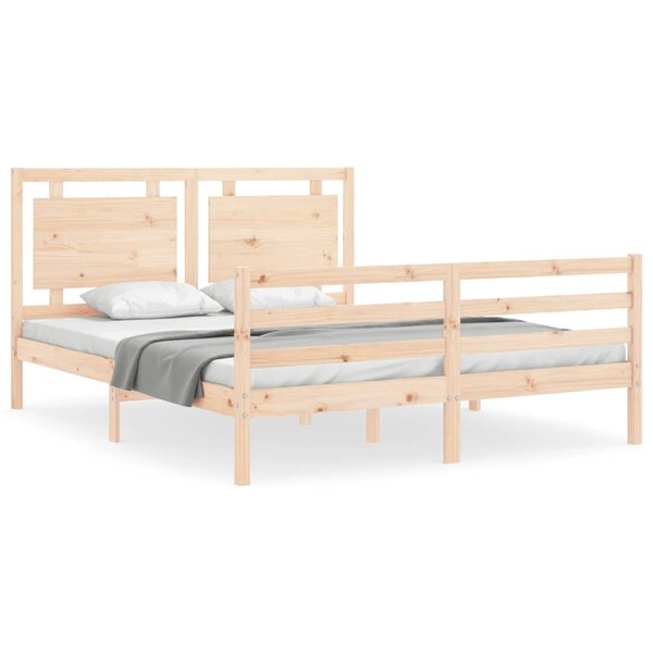 vidaXL Cadre de lit avec tête de lit 160x200 cm bois massif