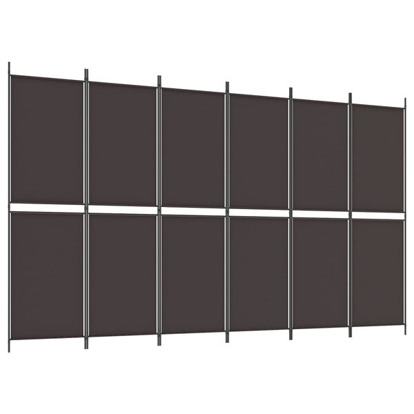 vidaXL Cloison de séparation 6 panneaux Marron 300x180 cm Tissu