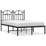 vidaXL Cadre de lit métal sans matelas avec tête de lit noir 120x200cm
