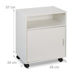 Caisson à roulettes pratique pour bureau 60 x 40 x 50 cm 3 compartiments ajustable en bois blanc 13_0016057
