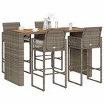 vidaXL Ensemble de bar de jardin 5 Pièces sans coussins gris poly rotin