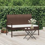 vidaXL Banc de jardin avec coussin marron 105 cm résine tressée