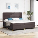 vidaXL Lit à ressorts avec matelas Marron foncé 200 x 200 cm tissu