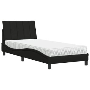 vidaXL Lit avec matelas Hanko noir 90x190 cm tissu