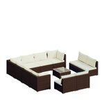 vidaXL Salon de jardin 12 Pièces avec coussins Marron Résine tressée