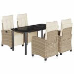vidaXL Ensemble à manger de jardin avec coussins 5Pièces Beige poly rotin
