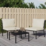 vidaXL Chaises de jardin avec coussins sable 2 Pièces 60x74x79 cm acier