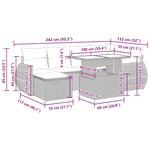 vidaXL Salon de jardin 7 Pièces avec coussins noir résine tressée