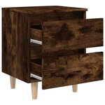 vidaXL Table de chevet avec pieds en bois Chêne fumé 40x35x50 cm
