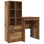 vidaXL Bureau avec tiroir avec étagère avec stockage 2 Pièces Bois ancien