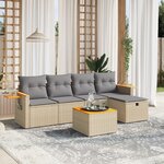 vidaXL Salon de jardin avec coussins 6Pièces mélange beige résine tressée