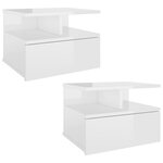 vidaXL Tables de chevet flottantes 2Pièces Blanc brillant Bois ingénierie